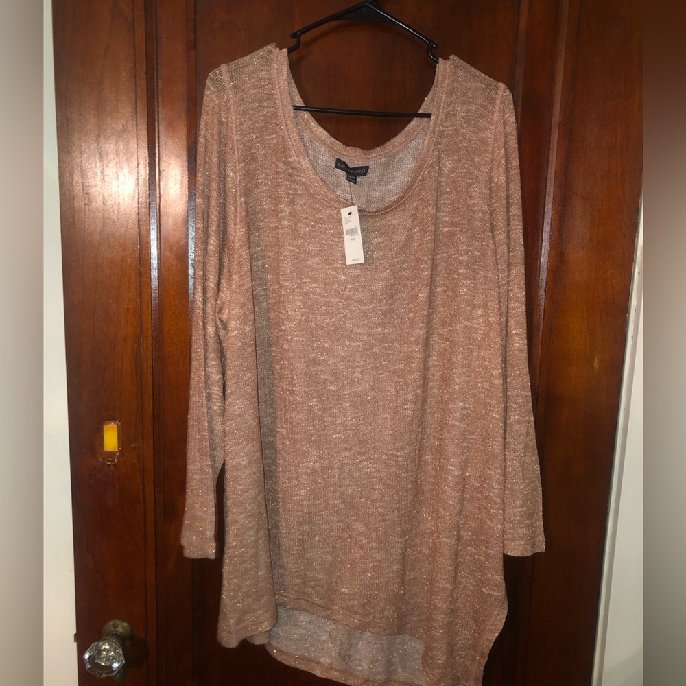 Lane Bryant shimmer peach 3/4 length sleeve top (Plus Size)
